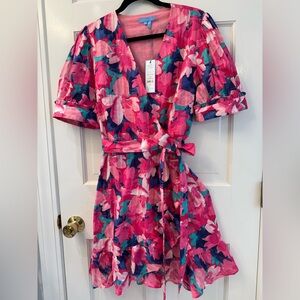 Draper James Coral-Pink wrap midi sundress